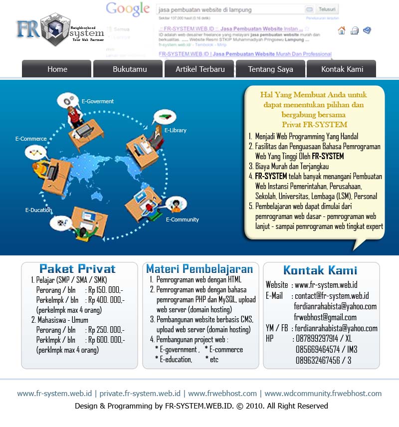 Gambar Privat Web, Privat Website, Privat Web Design di Metro, Bandar Lampung, Lampung Tengah
